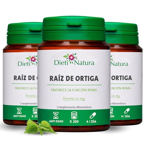 Dieti Natura Raíz de Ortiga Pack de 3 - Complemento para Promover la Eliminación Urinaria - Extracto de Hoja de Ortiga que Favorece la Función Renal - Garantía sin OGM (Grande)