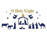 Collections Etc Nativity Scene Christmas Garage Door Magnet with Angles, Starts, Gold and Blue