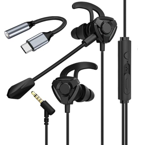 Cuffie da gioco con microfono, auricolari da gioco cablati per PS4, PS5, Xbox One, PlayStation 5, telefoni cellulari, compatibili con interfacce telefoniche da 3,5 mm e USB-C (Type-c) (nero)