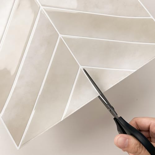 Image of Stick Tiles Peel and Stick Backsplash of 11.4 inch X 9 inch - 3D Adhesive Peel and Stick Wall Tile for Kitchen, Bathroom, Living Room, etc. (10, Ivory Silk)