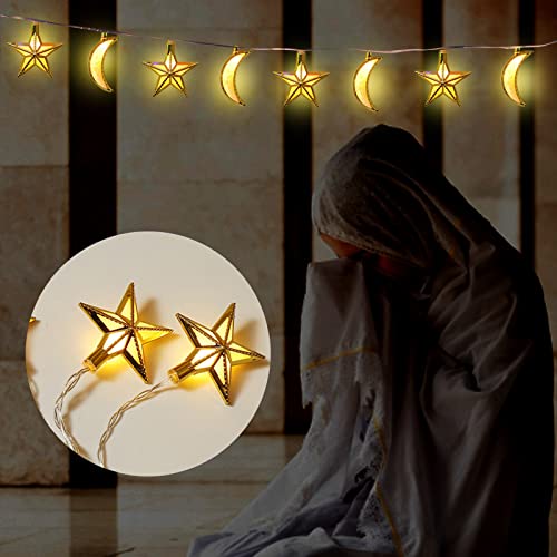 JZXF Ramadan Lichterkette Dekoration 1,65M 10 Lichter, Eid Ramadan LED Dekoration Laterne Lichterkette Mubarak Lichterketten Indoor Ramadan Dekorationen Für Zimmer Outdoor Decor (A-warmweiß) Cover