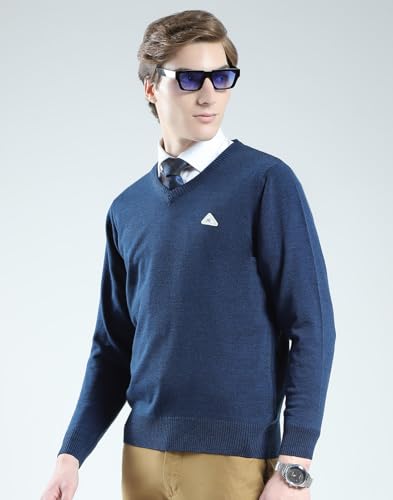 Image of Monte Carlo Men's Regular Fit Pullover | Solid V Neck Style | Full Sleeves Pull On | Warm & Stylish Winter Fashion Sweater | Winter Sweater for Men's