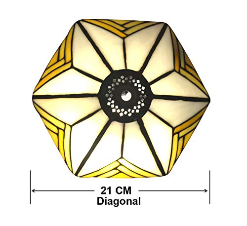 NOSHY Premium Tiffany SH-028 Hexagon Stained Glass Lampshades Replacement for Table Lamp, 8.3 Inch Diagonal, Exclusion Accessories, Pack of 1 - Thumbnail 3