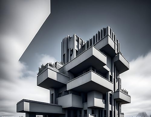 Bâtiment brutalisme étrange SERENDIPITP toile 58x90 pour remplacer les posters froissés