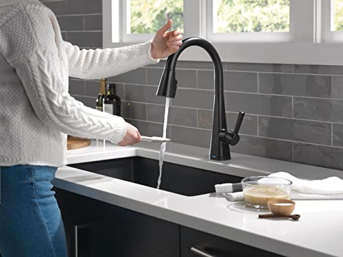 Delta Faucet Lenta Matte Black Kitchen Faucet Touch, Touch Kitchen Faucets With Pull Down Sprayer, Kitchen Sink Faucet, Kitchen Faucet Black, Touch2O Technology, Matte Black 19802Tz-Bl-Dst #TOP1