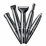 RFSCDI 5-in-1 Rechargeable Nose & Ear Hair Trimmer - IPX7 Waterproof Dual Edge Grooming Kit for Men & Women, Perfect for Hair Removal of Nose, Eyebrows, Beard, Bikini, and Facial Hair (Black)