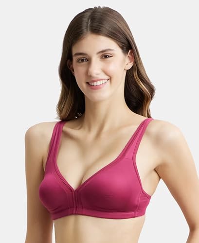 Image of Jockey 1820 Women Wirefree Non Padded Soft Touch Microfiber Elastane Stretch Full Coverage Everyday Bra with Stylised Mesh Panel