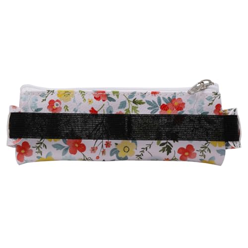 Image of Adjustable Elastic PU Pen Holder for Notebook, Stationery School Supplies Zipper Bag for Journals, Book,Planners,Black Flower,3 PCS