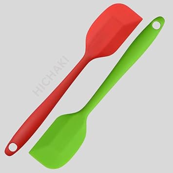 27CM Red & Green Premium Silicone Spatula with Self-Adhesive Wall Hooks – Non-Stick, Heat Resistant, Baking & Mixing, BPA-Free Utensil, Kitchen Organization (2 Spatula+2 Hook, Color Assorted)