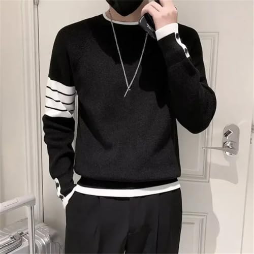 Men's Clothing Striped EN8 Pullovers Knit Sweater Splicing Vintage Old Wool V Tops3
