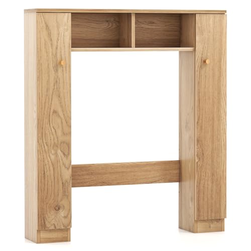 LIFEZEAL Meuble de Salle de Bain sur WC, Étagère sur WC avec 2 Compartiments Ouverts, Meuble pour Machine à Laver en Bois, 87,5 x 18 x 98 cm, Stable et...