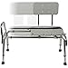 Duro-Med Heavy-Duty Sliding Transfer Bench Shower Chair with Cut-out Seat and Adjustable Legs, 19" to 23" Adjustable Seat Height, Gray