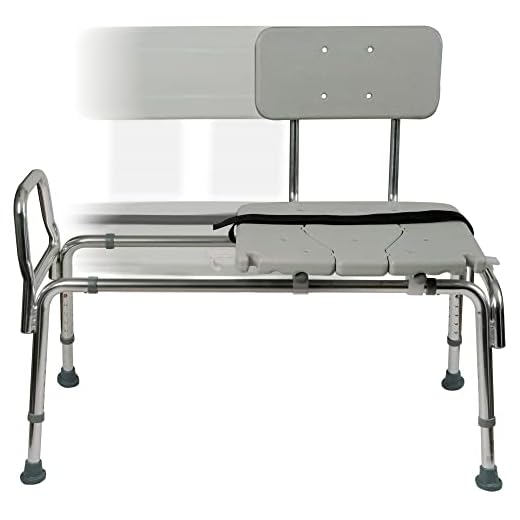Tub Transfer Bench and Sliding Shower Chair Made of Heavy Duty Non Slip Aluminum Body and Seat with Adjustable Seat Height and Cut Out Access Holding Weight Capacity up to 400 Lbs, Gray