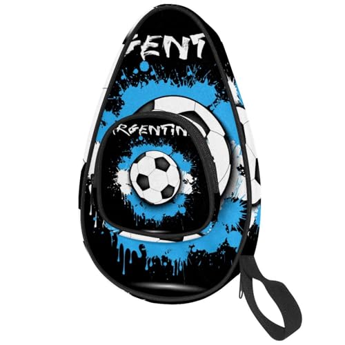 lcndlsoe Bolsa de pala de ping pong, diseño de pelota de fútbol con bandera de Argentina contra patrón de raqueta de tenis de mesa