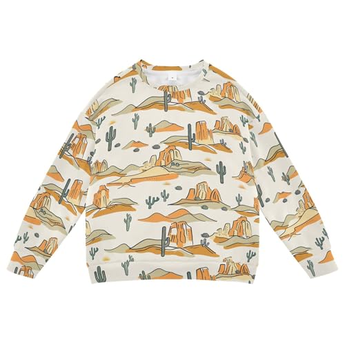 JUNZAN Retro Western Cactus Desert Little Kids Hooded Sweatshirt Crewneck Kids Pullover Hoodie Party 4T