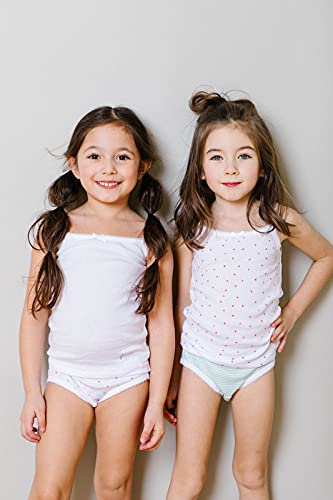 Feathers Girls Tagless Cami Undershirts - Cherry Print/Polkadots 100% Cotton Super Soft Undershirts (6-Pack) #TOP2