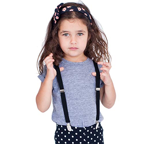 Elenker Solid Color Kids Baby Elastic Adjustable Suspenders (Size 26", Black) #TOP5
