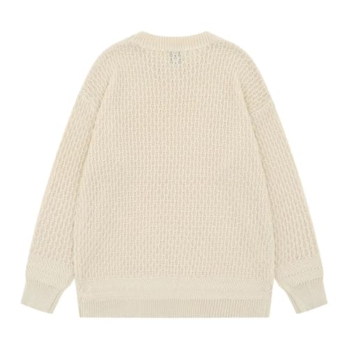 Men’S Solid Color Knitted Pullover Sweater Simple Loose Crew Neck Long Sleeve Casual Autumn Winter Top2