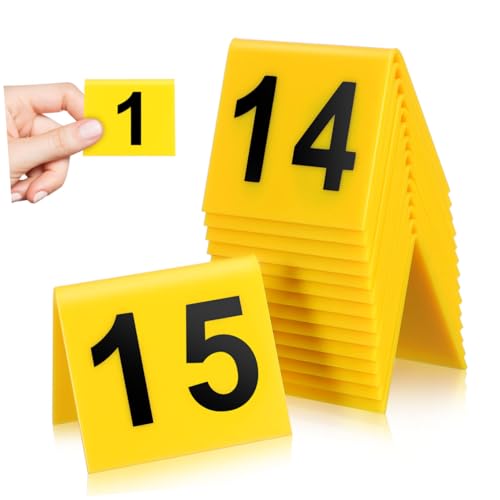 Numéros de Table VALICLUD Triangulaires Jaunes en Plastique Rigide x15