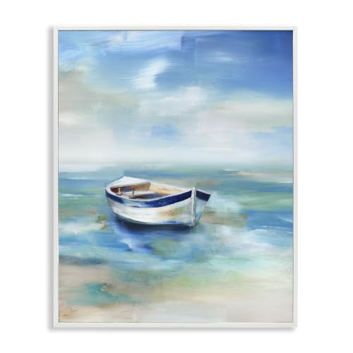Misty Morning Row Boat Ocean, 16 x 20 Inch Framed Giclée Print