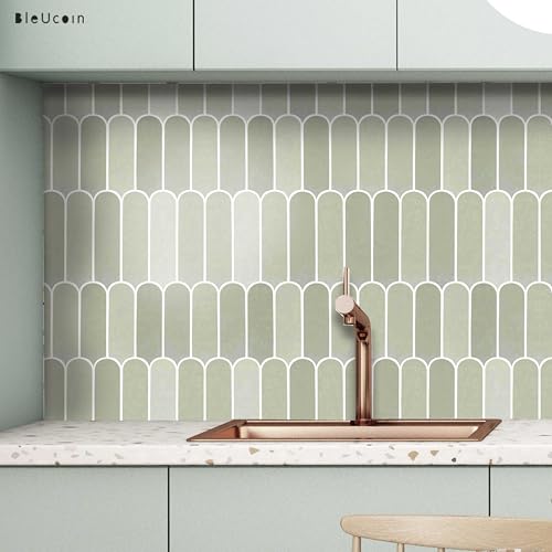 Image of Scala Bleucoin Peel and Stick Tile Stickers Vinyl Self-Adhesive Backsplash for Kitchen & Bathroom Easy DIY Home Decor Water-Resistant & Tile Decals Pack of 24 Pcs (Green, 12 inch x 12 inch Inches)