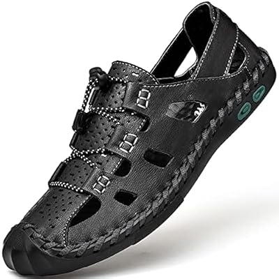 Sandals Man Slippers For Men Flip Flops Men's Closed Toe Summer Shoes Leather Breathable Outdoor Casual Shoe Beach Sport Hiking Work Male Brown Black Wide Big Size