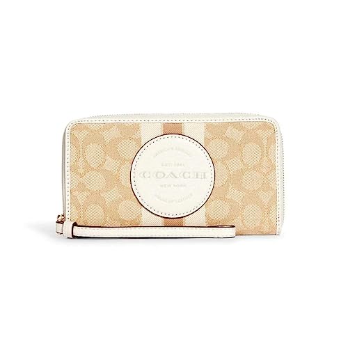 Coach Dempsey Large Phone Wallet In Signature Jacquard (Light Khaki/Chalk) #TOP22