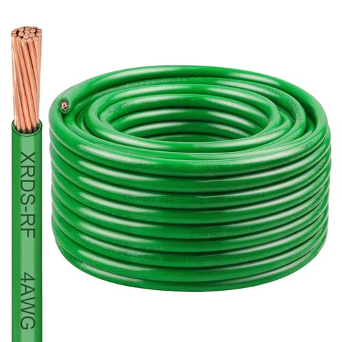 Image of 4 AWG THHN Stranded Bare Copper Wire 100FT Green Grounding Wire, Electrical Wire, 600V Rated Building Wire, Ideal for Panel Wiring, Grounding, Lighting Circuits, Control Systems