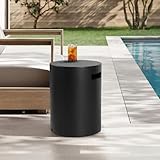 SiTimmGer Propane Tank Cover Table 16"x16"x20"H Black Round Concrete Propane Tank Storage Hideaway Box with Tank Holder Outdoor Side Table for 20 Pound Gas Tank
