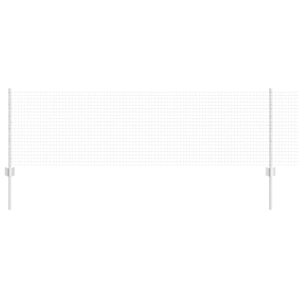 Outdoor Fence with Post Silver 0.6 x 100 m Steel Garden Boundary Panel Set UV Resistant Easy Assembly Privacy Screen for Patio Terrace