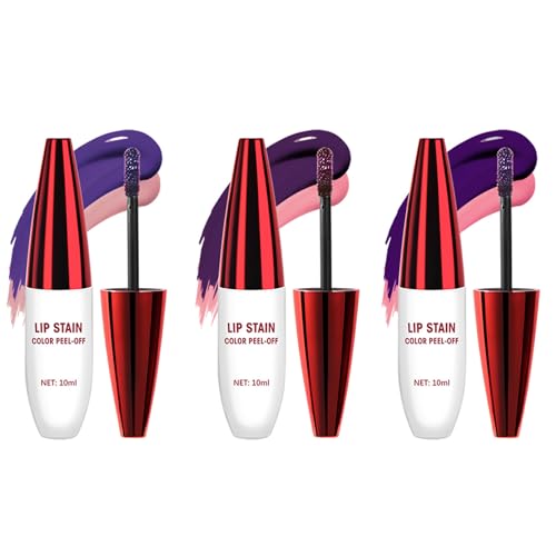 Lip Stain Peel off, 3 Colors Lip Stain Tint, Lip Liner Stain Peel off, Waterproof Lip Tint Lip Tattoo Magic Color Matte Natural Lipstick,Highly Pigmented & Non-stick Cup Lip Gloss for Women