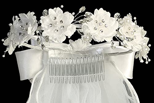 Pink Princess 1st Communion Veils for Girls - Velos para Primera Comunion - White veil for kids - Holy First Communion Veil for Girls 7-164