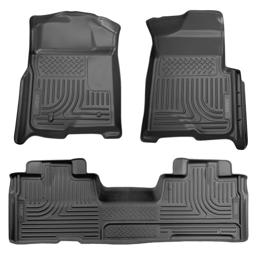 Husky Liners Weatherbeater Floor Mats | Fits 2009-2014 Ford F-150 SUPERCAB ONLY w/Out Manual Shifter (Footwell Coverage) | Front & 2nd Row 3-pc Black - 98341