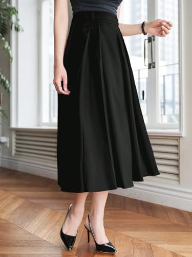 Trend Women's Summer Basic Skirt Elegant Solid Color Pleated A-Line Skirt For Beach4