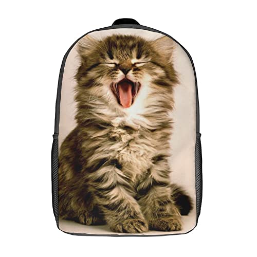Sac à dos d'école pour enfants 17 pouces avec imprimé chat 3D