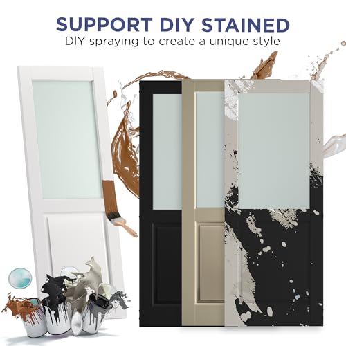 24 × 80 in. Primed 1-Lite Frosted Glass Manufactured Solid Wood Slab Doors Without Hardware Kit - Thumbnail 6