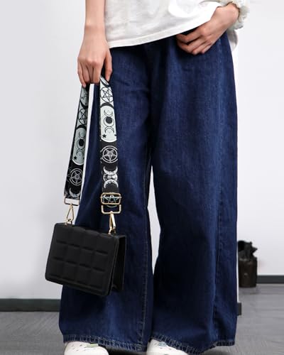 Image of Crossbody Purse Strap for Women Men Girls Boys Mother Girlfriend Gift, Replacement Bag Belt Strap for Purse Handbag Guitar Camera, Adjustable Canvas Wide Shoulder Strap with Golden Hooks