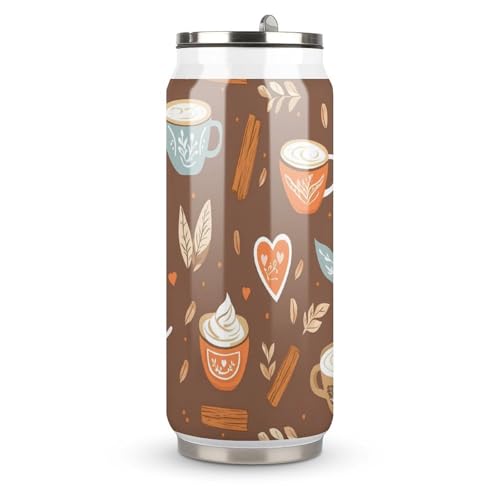Coffee Mugs Cute Tumblers Can Stainless Steel Insulated Coffee Mug Cups with Lid and Straw