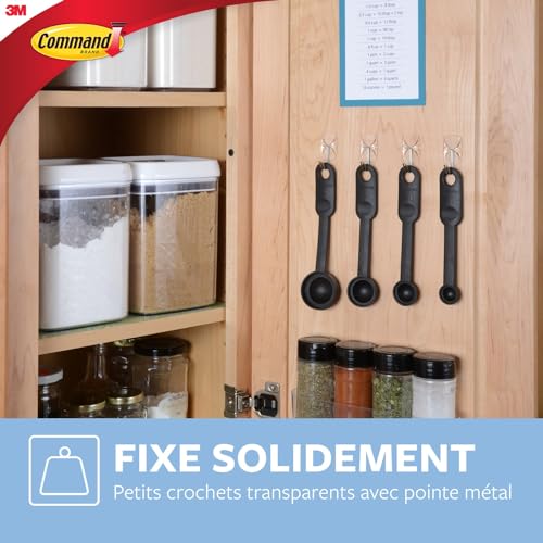 Command Crochets Transparents avec Pointe Métal, Moyen Modèle, 10 Crochets, 12 Languettes - Accrochage Sans Dommage – vue 4