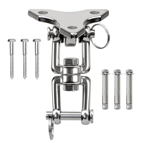 GVKES Colgador de acero inoxidable 304 con rotación de 360°, capacidad de 1200 libras, ideal para saco de boxeo, montaje en techo, hamacas, yoga y columpios de porche