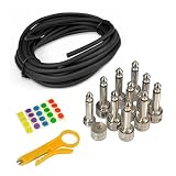 Pyle Pro-Audio Pedal Board Patch Cables-Universal D.I.Y Custom Cut Feet Wire Kit, Right-Angle Low Profile 1/4'' Connectors, Performance, 10 Pieces PSCBLKIT22