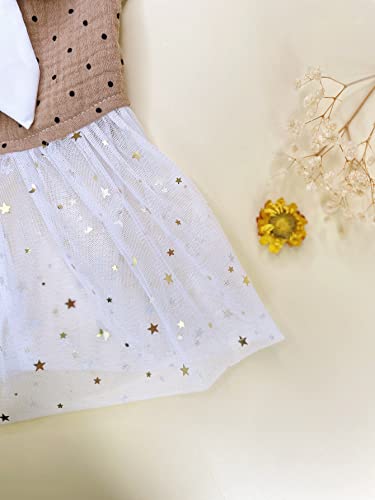 Qwinee Pet Bling Party Dress For Cats Dogs Star Sequin Decor Polka Dot Puppy Princess Dress Mesh Tutu Cat Skirt Small Medium Large Dogs Kitten Wedding Christmas New Year Dress Outfits Khaki S #TOP7