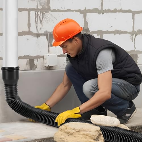 Regenrinnen Fallrohr Ablauf Dachrinnen-Fallrohrverlängerung Auffangbecken Fallrohr Erweiterungsset Fallrohrverlängerungen Flexibel für die Meisten Fallrohr, Schwarz