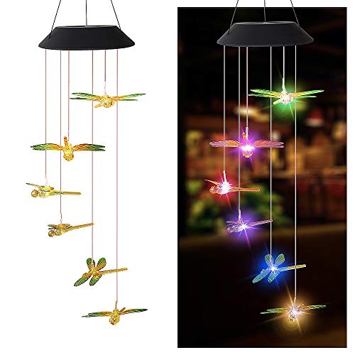 AVEKI Solar Wind Chime Outdoor, Color-Changing LED Solar Mobile Wind Chime Led Hanging lamp Waterproof Spiral Spinner Mobile Romantic Wind Chime for Yard Garden Home Pathway (Colorful)