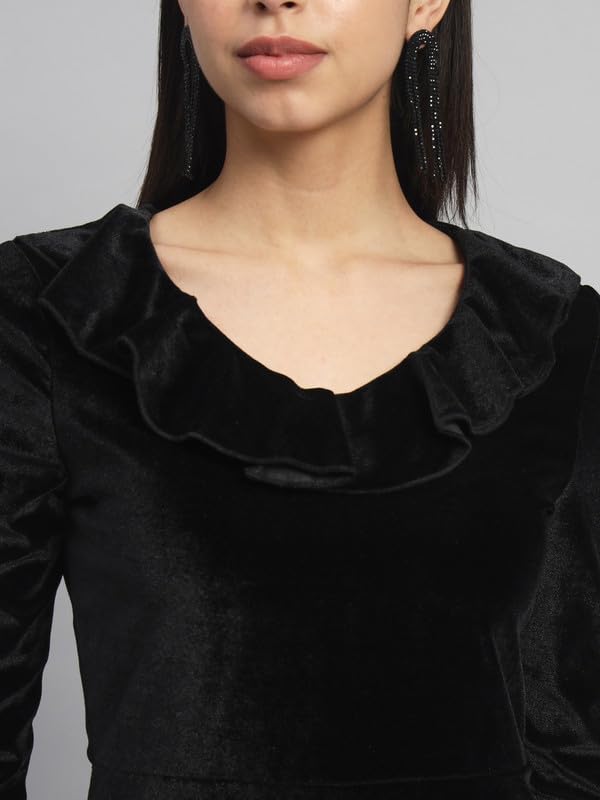Image of V-Neck Party Dress for Women Bodycon | Shiny Velvet Half Sleeves Above Knee Length Outfit