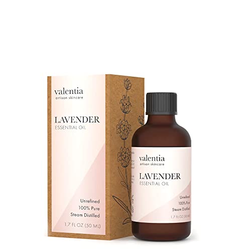 Valentia Lavender Oil 1.7 Ounce Made in USA | Lavender Essential Oil for Skin and Hair Growth | Pure Therapeutic Grade Lavender Essential Oils for diffusers aromatherapy, Stress Relief & Relaxation