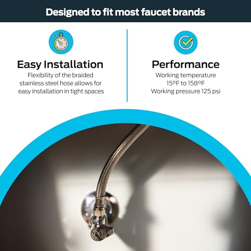 image for Eastman 16 Inch Steel-Flex Flexible Faucet Connector, 3/8 Inch x 3/8 I