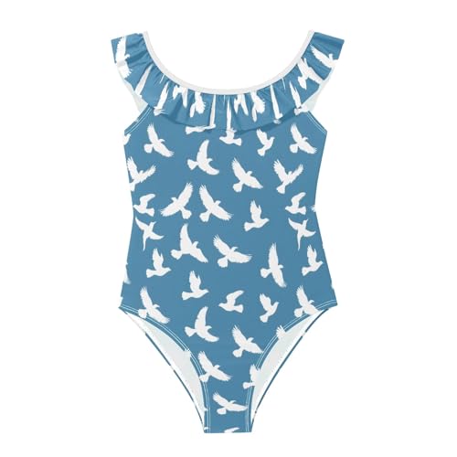 Traje de baño de una pieza para niña que evita rozaduras con diseño de volantes