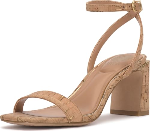 Vince Camuto Womens Hamda Ankle Strap High Heel Sandals Natural/Gold 7.5 Medium