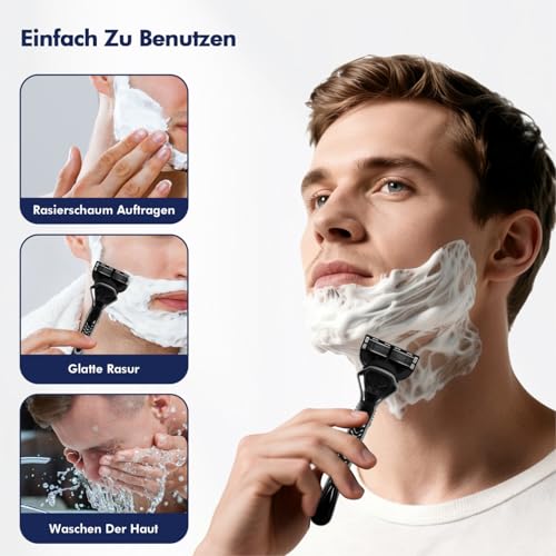24 Stück fu-sion 5 klingen Ersatzklingen für Männer, Rasierklingen, Artikel Herren Ersatzklingen — Inkl. 1 Rasierer+24 Ersatzklingen, Einfache Rasur, Geschenk für Männer